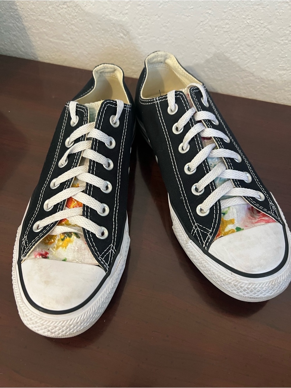 Converse Chuck Taylor All Star Low Tops Custom Floral Tongue Sneakers